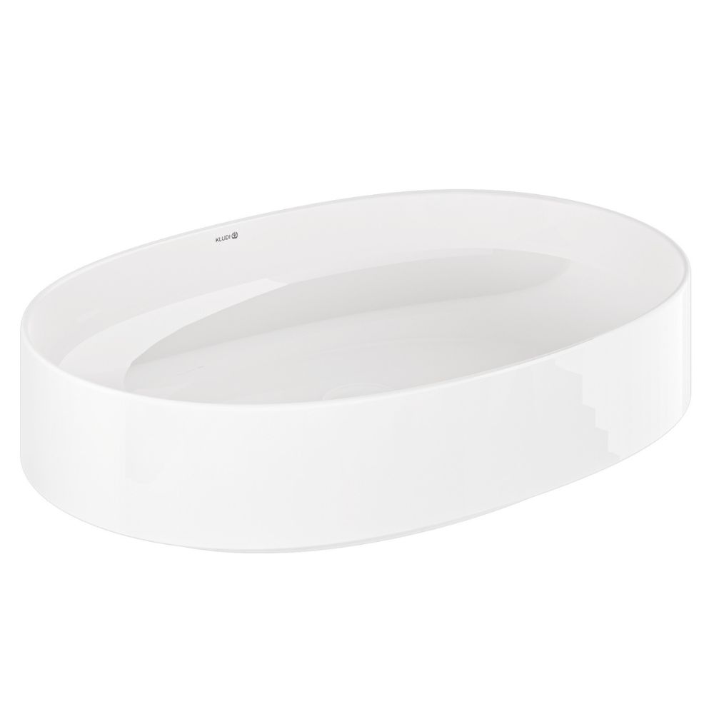 Kludi Resa O Waschbecken mit Ablaufstopfen 60x40 cm oval Aufsatzwaschbecken weiß 58CW2043