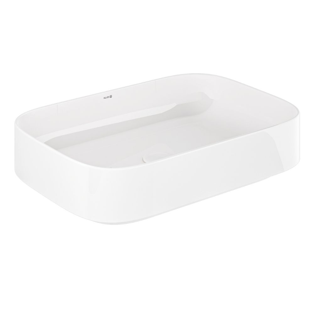 Kludi Resa S Waschbecken mit Ablaufstopfen 60x40 cm rechteckig Aufsatzwaschbecken weiß 58CW4043