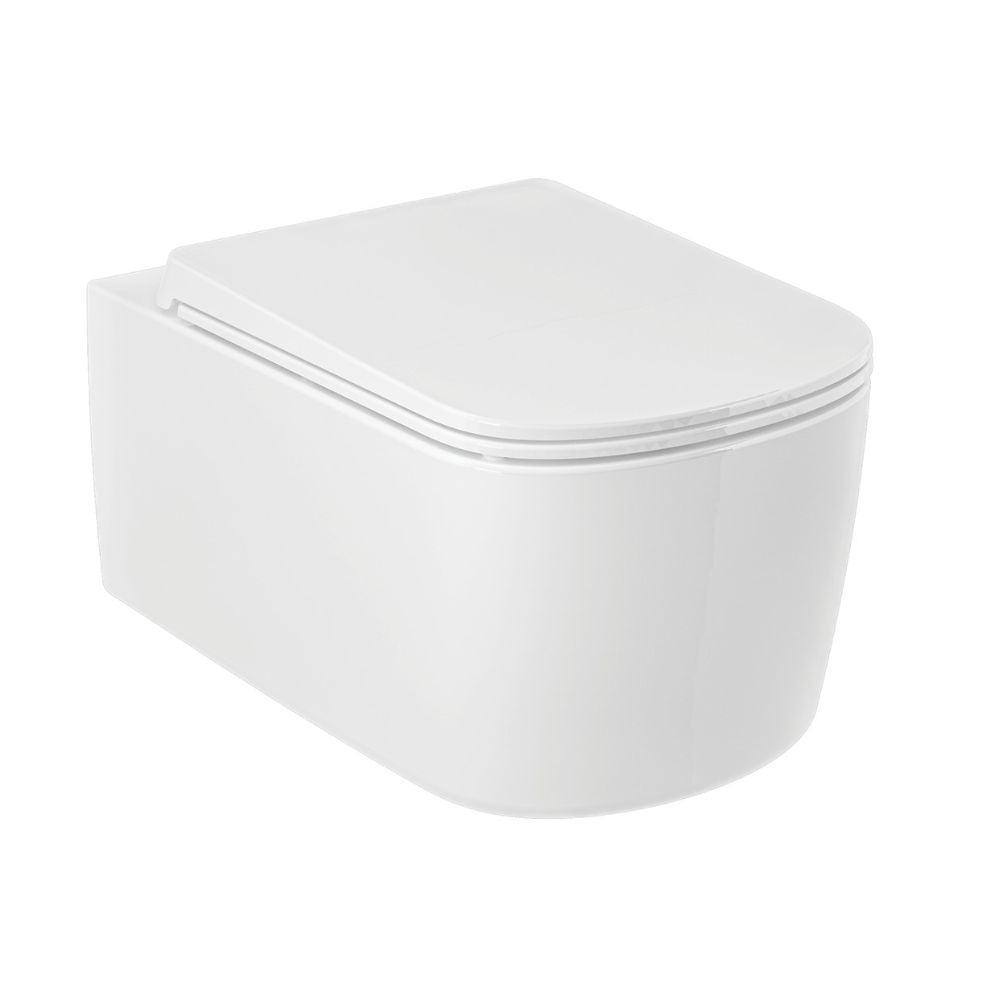 Kludi Resa S WC-Becken mit Absenkautomatik-Sitz hängend Spülrandlos mit Wirbelspülung weiß Glanz 27WCSET43