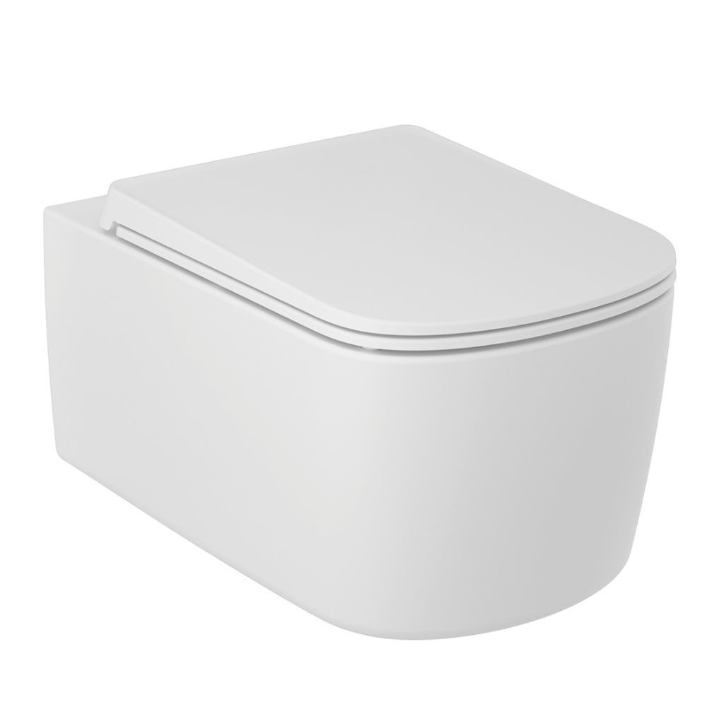 Kludi Resa S WC-Becken mit Absenkautomatik-Sitz hängend Spülrandlos mit Wirbelspülung weiß Matte 27WCSET53