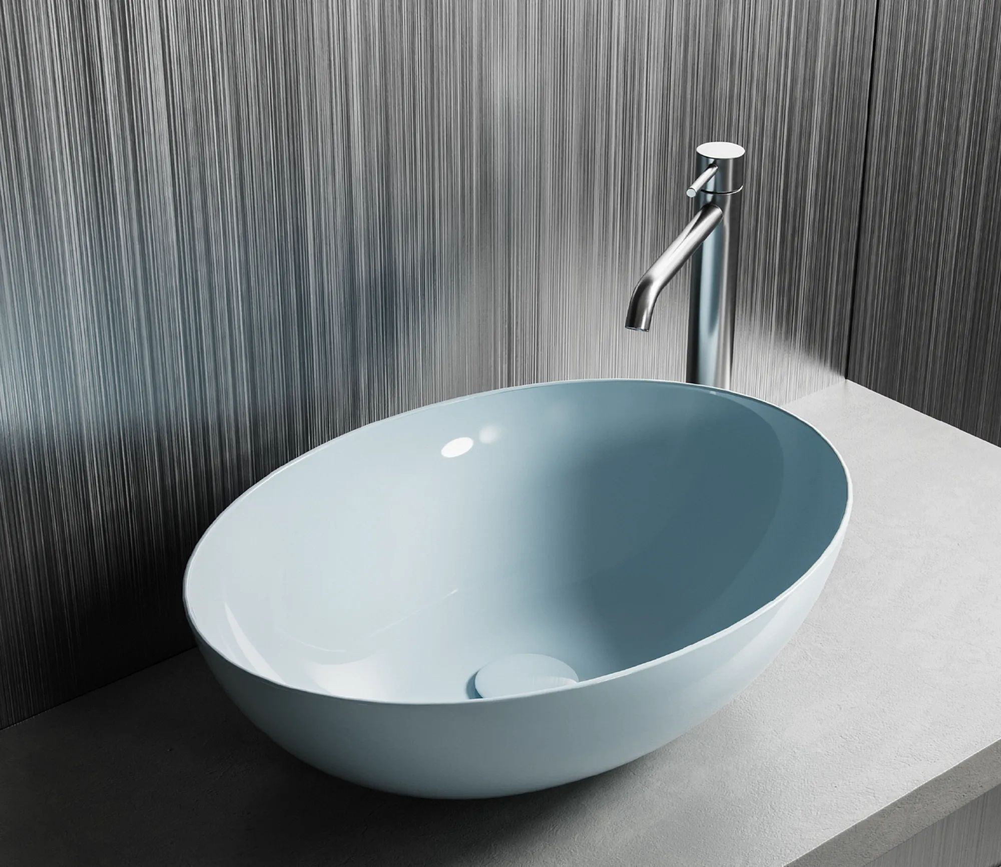 Hatria Happy Hour Slim Waschbecken 57x38 cm oval Aufsatzwaschbecken weiß 00Y8AK01