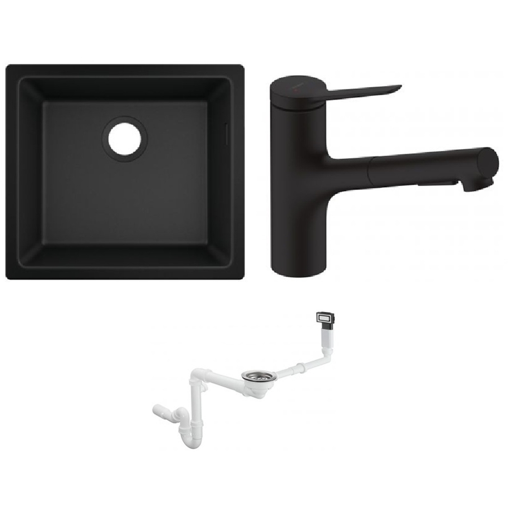 Set Granitspüle Hansgrohe S 51 43431170, Küchenarmatur Hansgrohe Zesis M33 74800670, 43927000