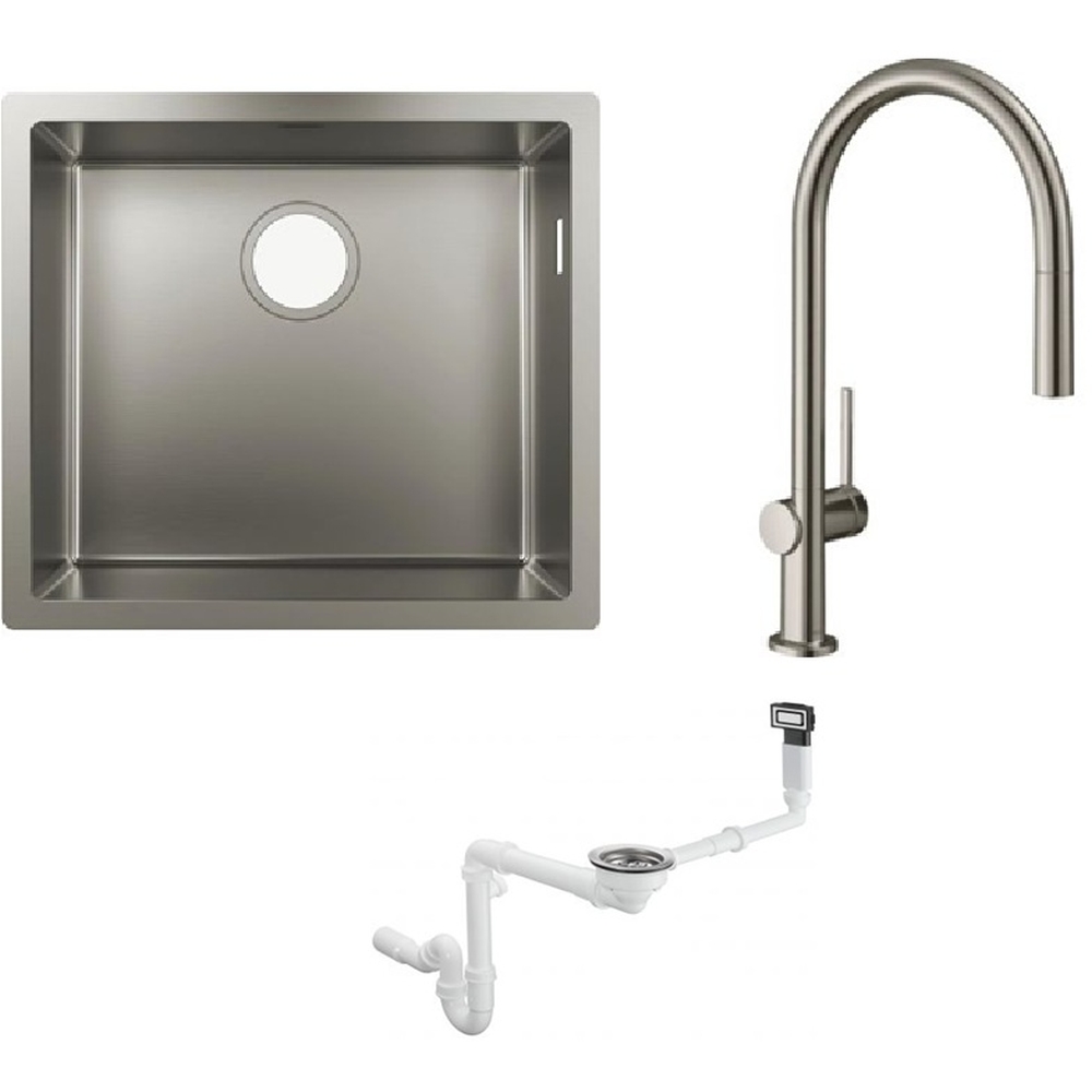 Set Küchenarmatur Hansgrohe Talis M54 72803800, Stahlspüle Hansgrohe S 71 43427800, 43921800