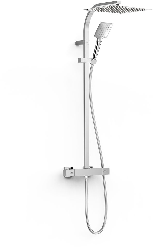 Tres Over-Wall Duschset Wandmontage mit Thermostat mit Regenbrause chrom 19039309