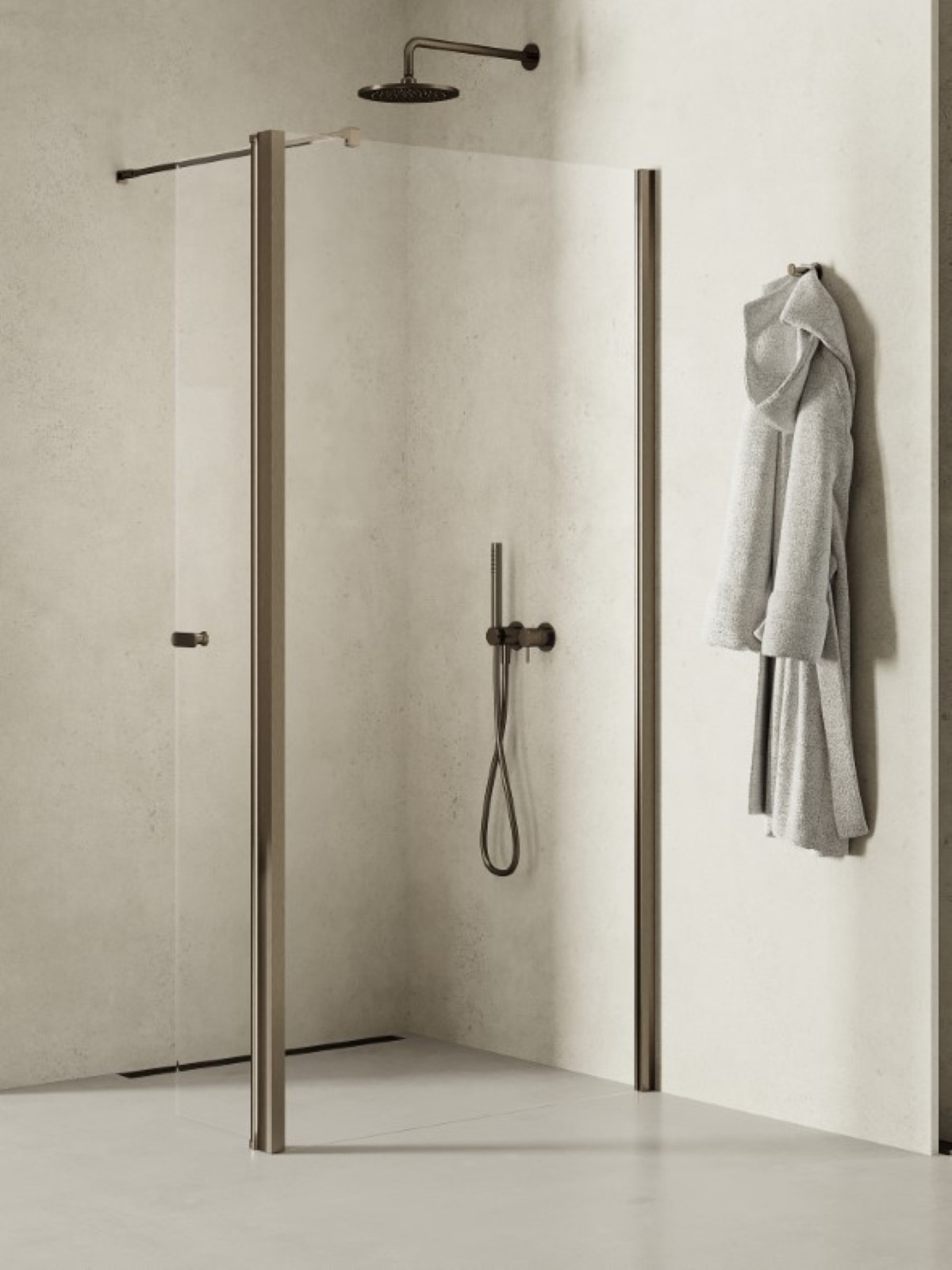New Trendy New Soleo Gunmetal Brushed Begehbare Duschwand 120 cm graphit gebürstet/durchsichtiges Glas K-2279