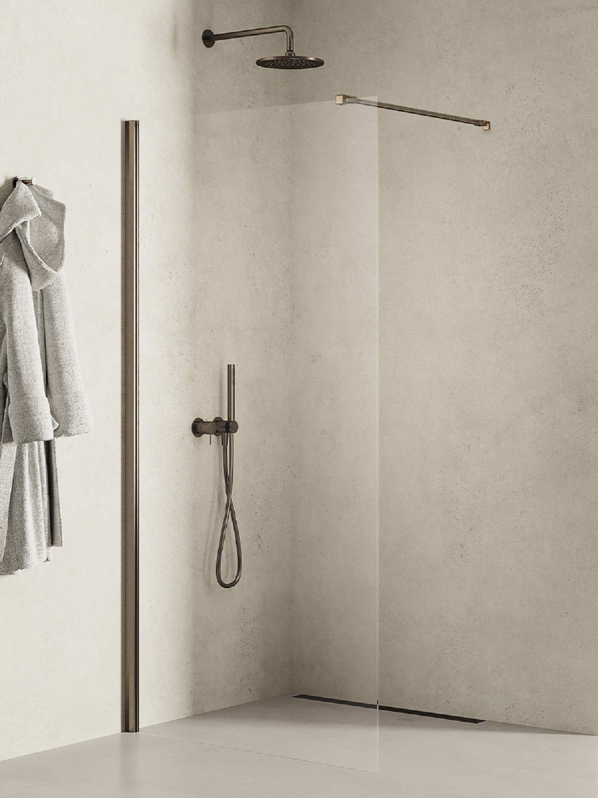 New Trendy New Soleo Gunmetal Brushed Begehbare Duschwand 60 cm graphit gebürstet/durchsichtiges Glas K-2258-WP