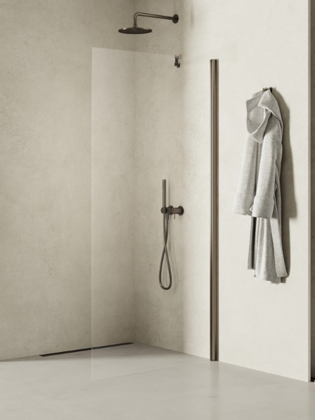 New Trendy New Soleo Gunmetal Brushed Begehbare Duschwand 60 cm graphit gebürstet/durchsichtiges Glas K-2258