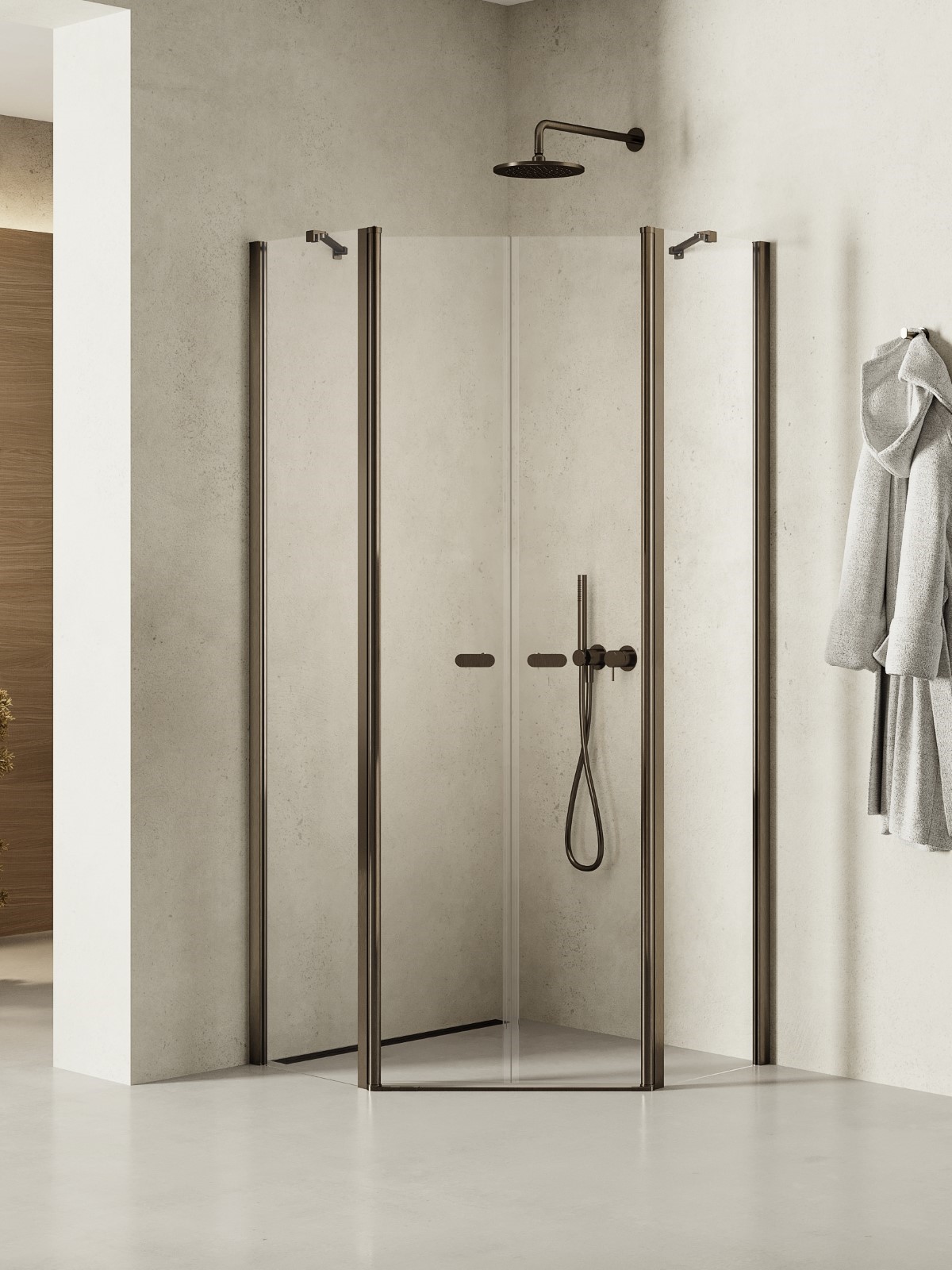 New Trendy New Soleo Gunmetal Brushed Dusche 80x80 cm graphit gebürstet/durchsichtiges Glas K-1711