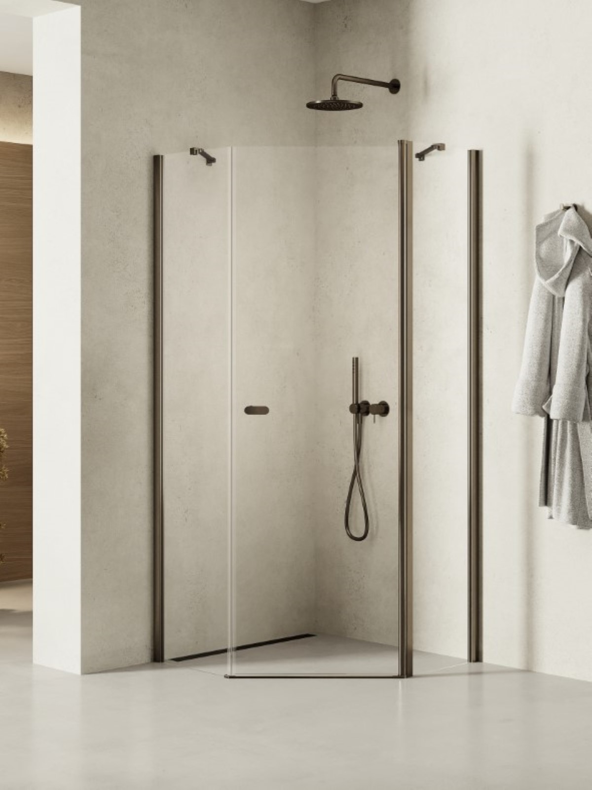 New Trendy New Soleo Gunmetal Brushed Dusche 80x80 cm graphit gebürstet/durchsichtiges Glas K-1707