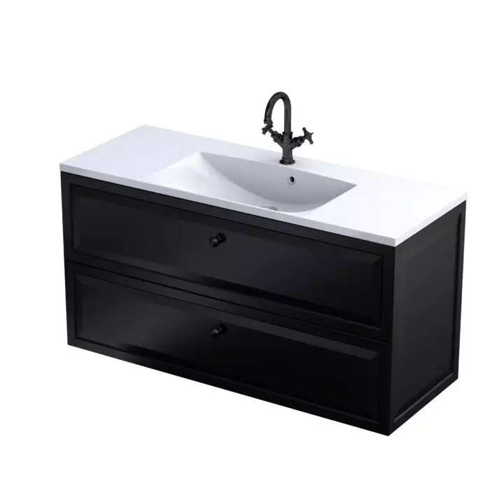 Oristo Montebianco Kabinett 120x45.9x60.3 cm Unterschrank hängend schwarz OR47-SD2S-120-8