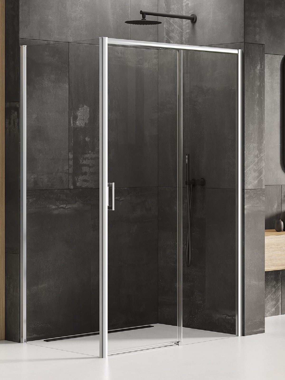 New Trendy Prime Dusche 150x100 cm rechteckig chrom Glanz/durchsichtiges Glas D-0309A/D-0125B