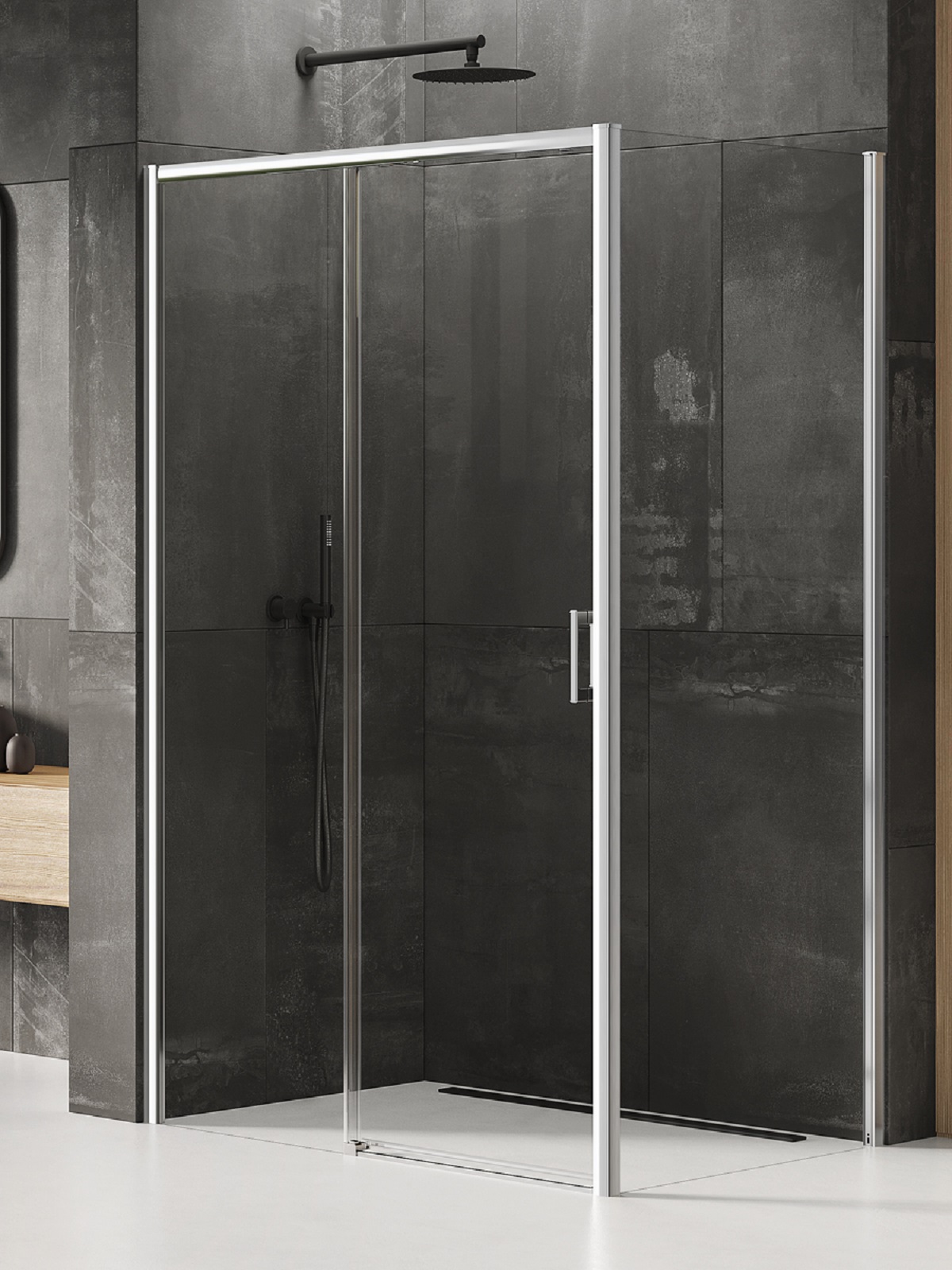 New Trendy Prime Dusche 160x90 cm rechteckig chrom Glanz/durchsichtiges Glas D-0310A/D-0124B