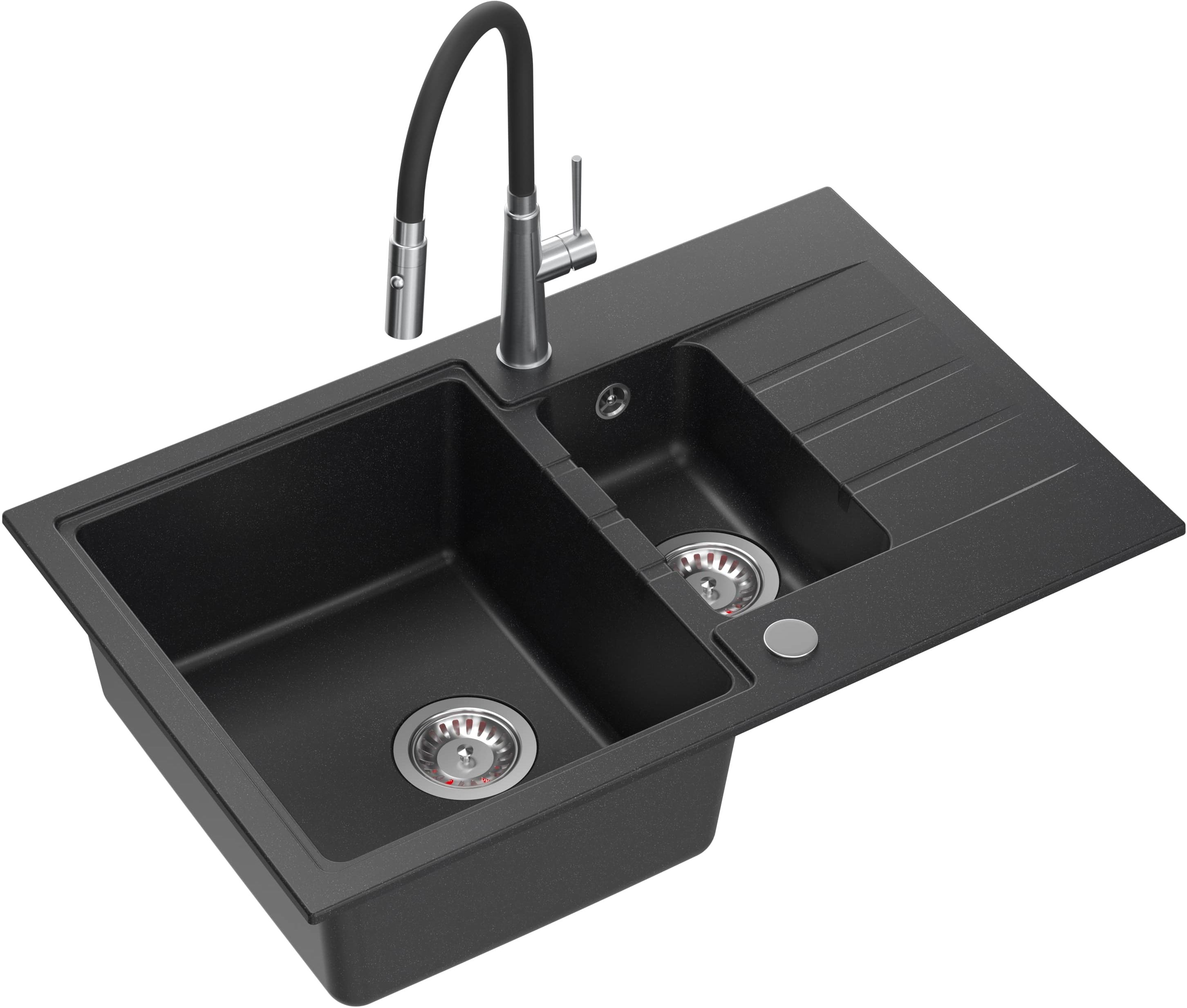 Quadron Peter waschbecken mit wasserhahn schwarz/stahl HCQP57850CZK_3922505BSBL