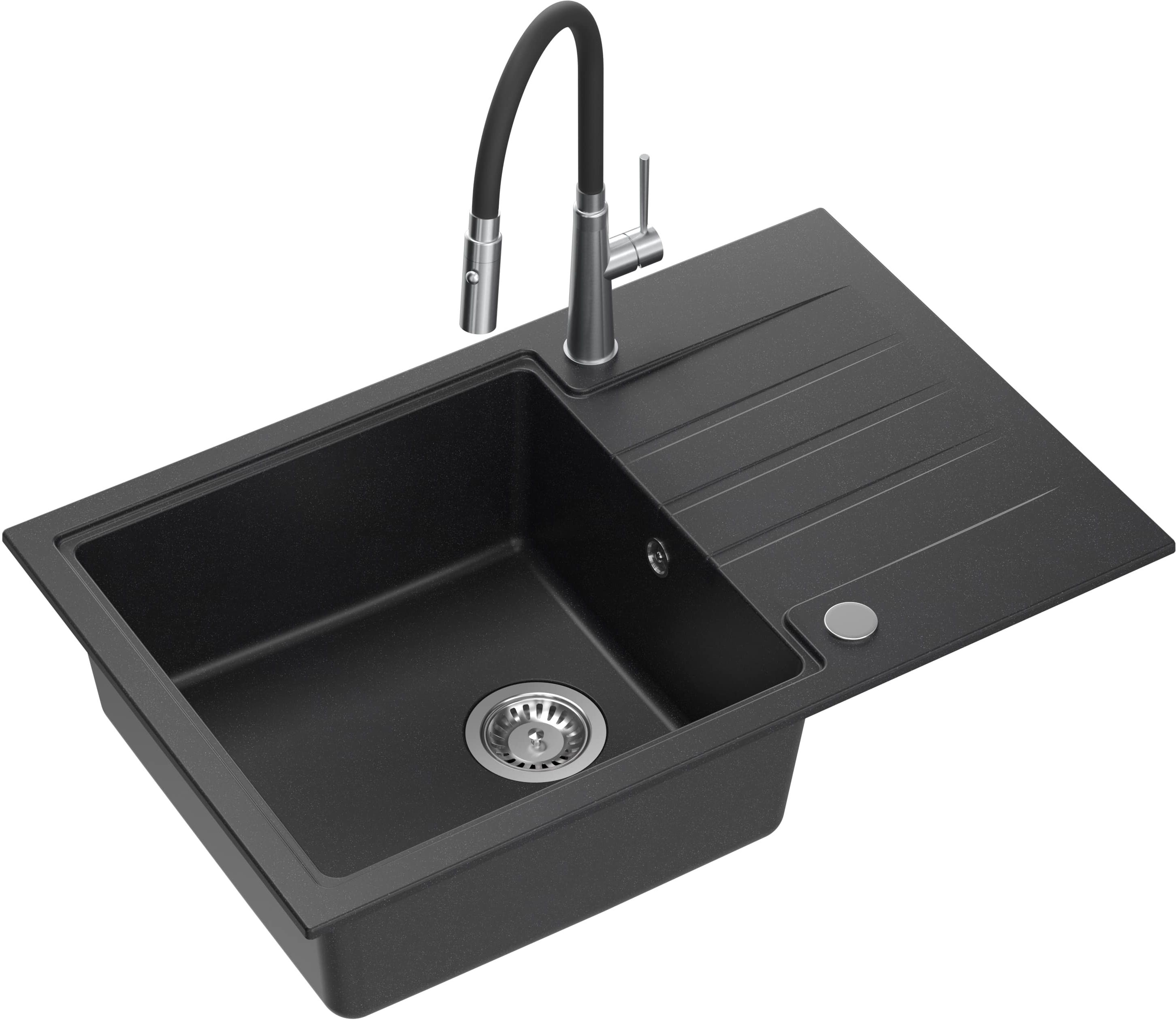 Quadron Peter waschbecken mit wasserhahn schwarz/stahl HCQP7850CZK_3922505BSBL