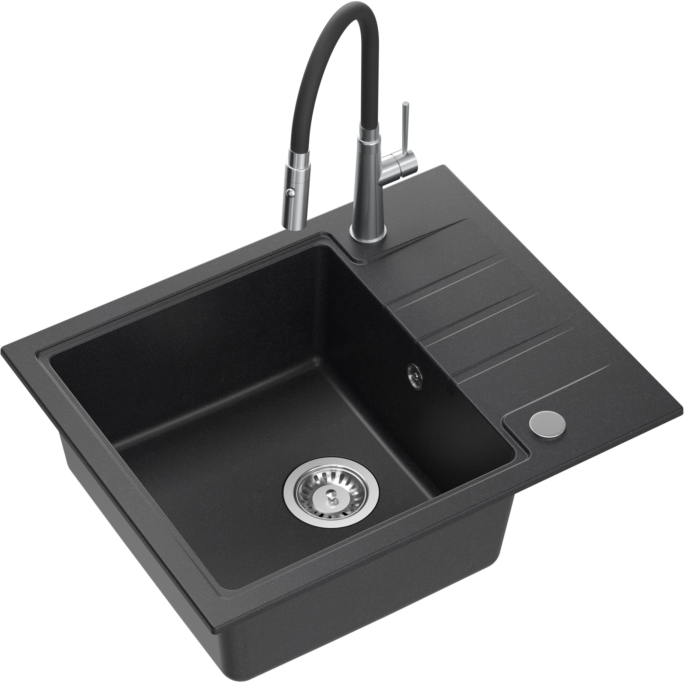 Quadron Peter waschbecken mit wasserhahn schwarz/stahl HCQP6250CZK_3922505BSBL