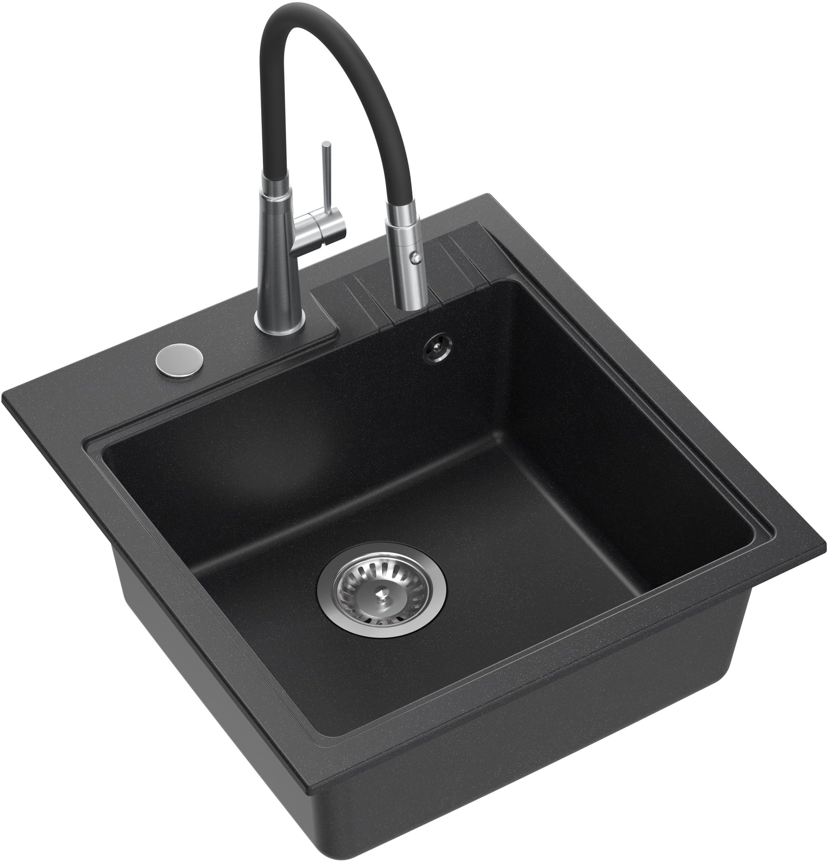 Quadron Peter waschbecken mit wasserhahn schwarz/stahl HCQP5052CZK_3922505BSBL