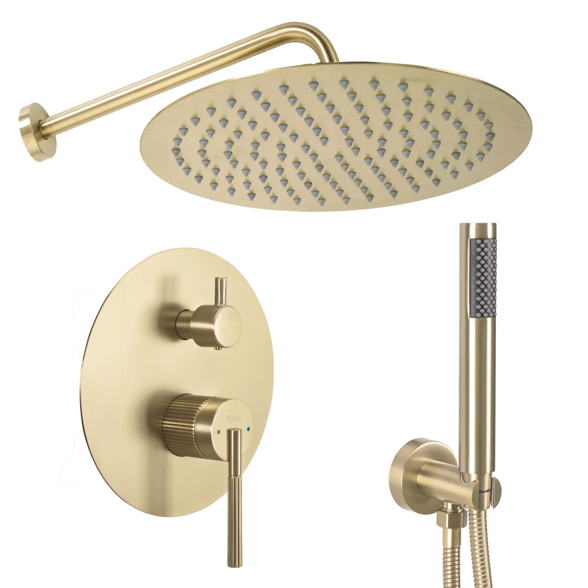 Rea Argon Badezimmer-Set Unterputz mit Regenbrause gold REA-P7810