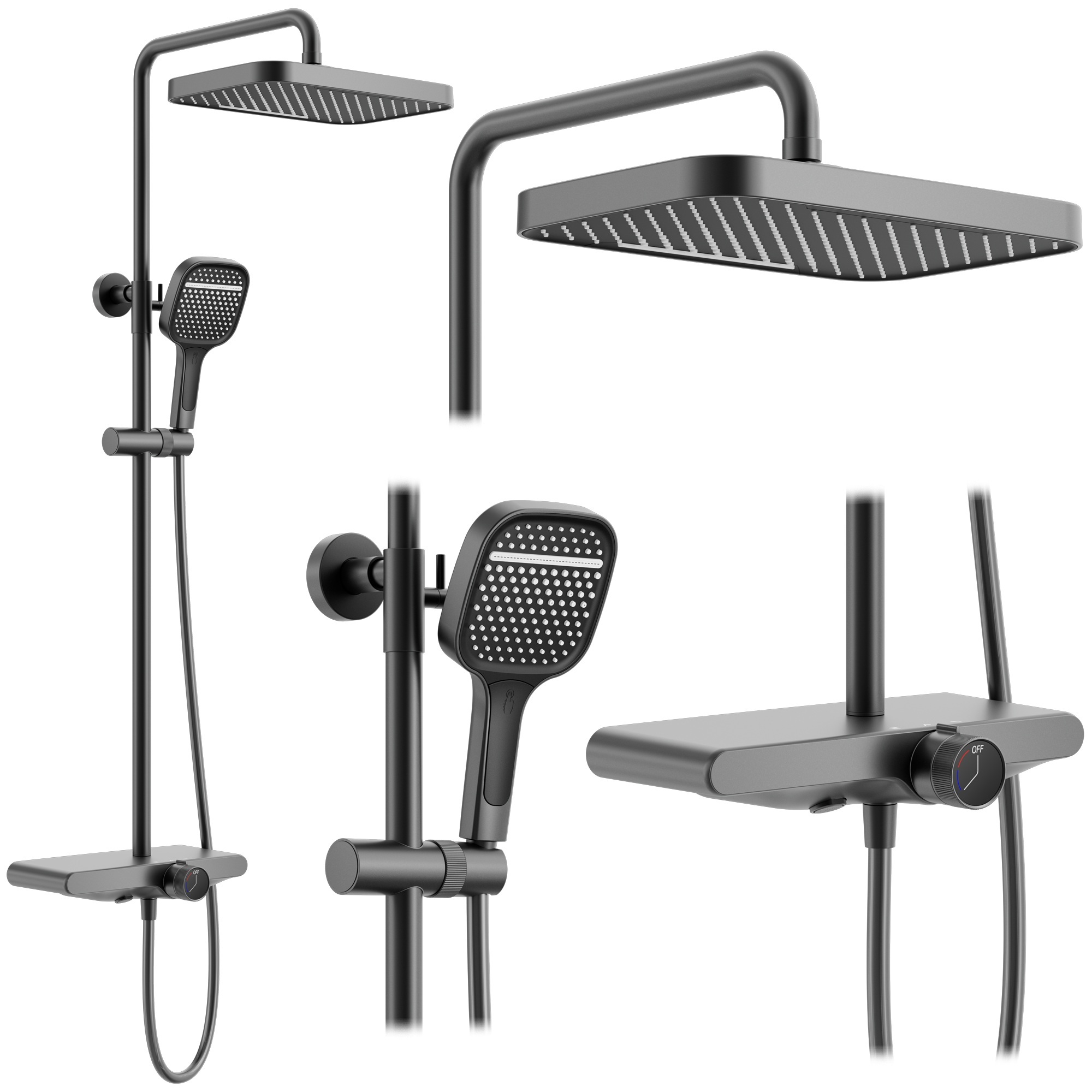 Rea Bari Duschset Wandmontage mit Regenbrause graphit REA-P0890
