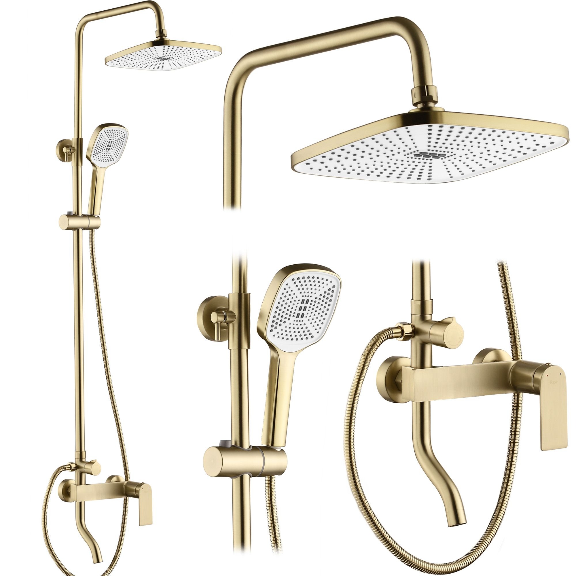 Rea Storm Badewannen- und Duschset Wandmontage mit Regenbrause gold REA-P9535