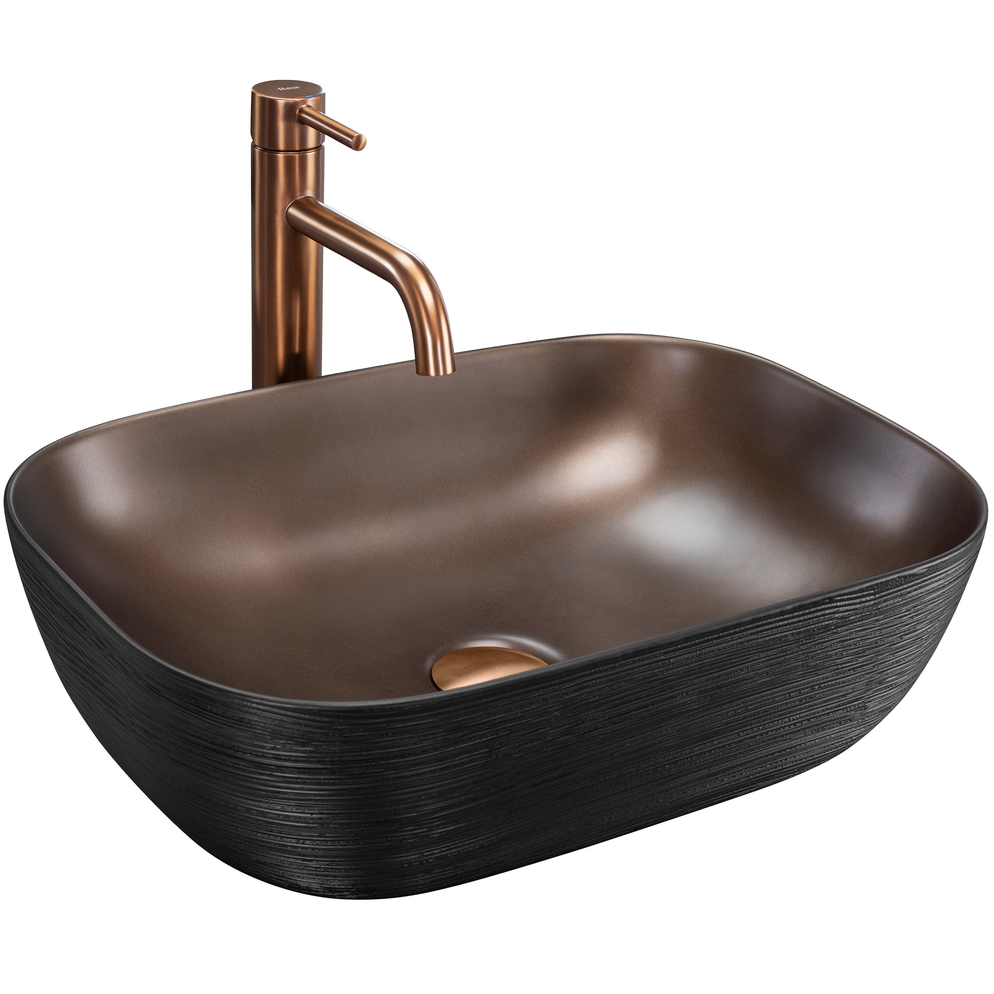 Rea Belinda Cooper Waschbecken 46.5x33.5 cm rechteckig Aufsatzwaschbecken schwarz REA-U6384