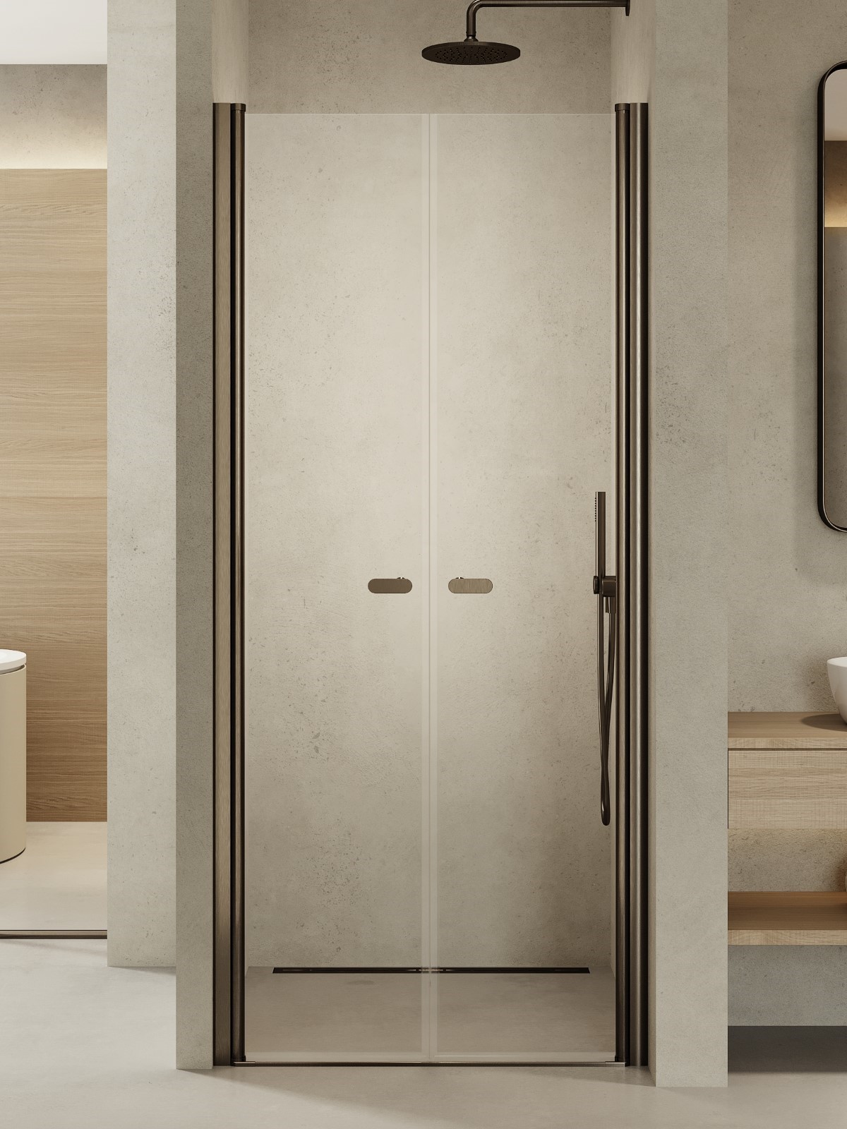 New Trendy New Soleo Gunmetal Brushed Duschtüren 80 cm aufklappbar graphit gebürstet/durchsichtiges Glas D-0533A