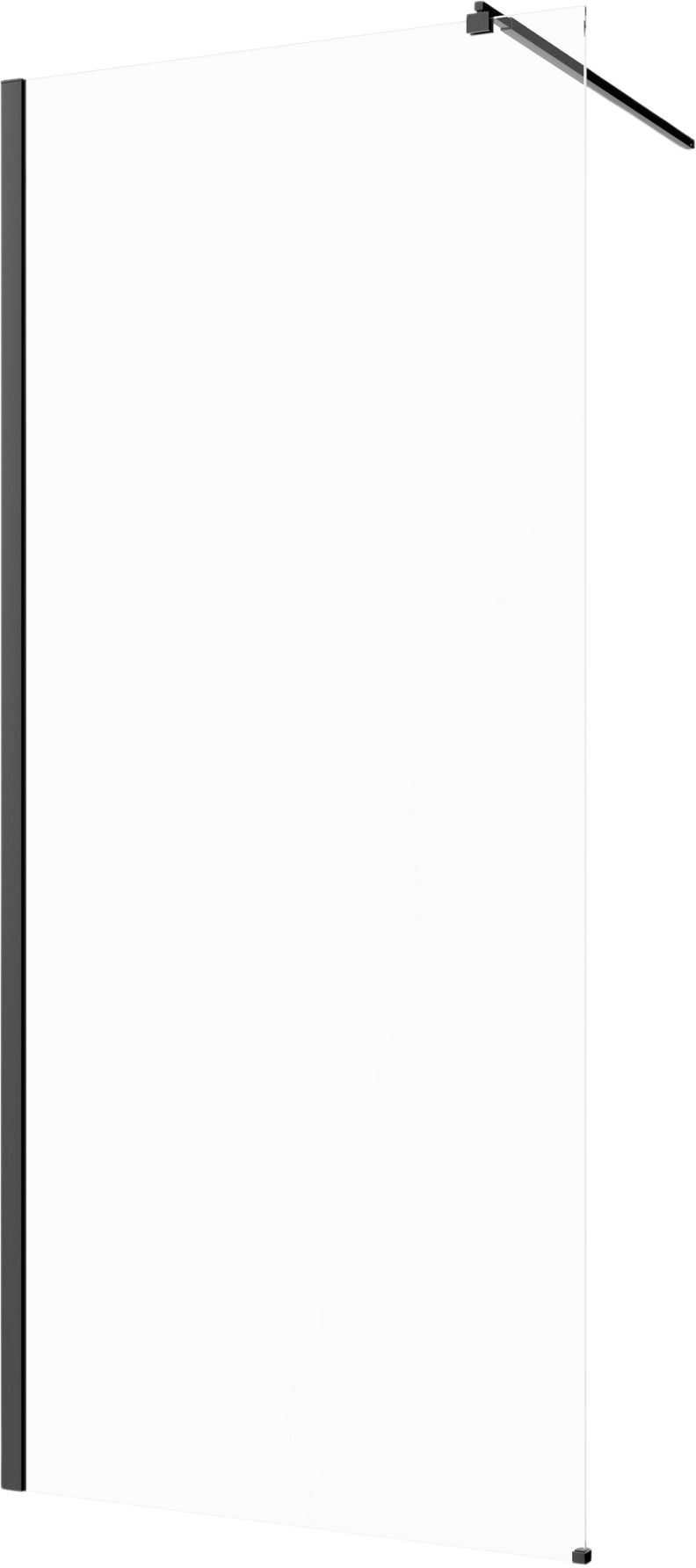 Invena Begehbare Duschwand 100 cm schwarz seidenmatt/durchsichtiges Glas AK-32-101