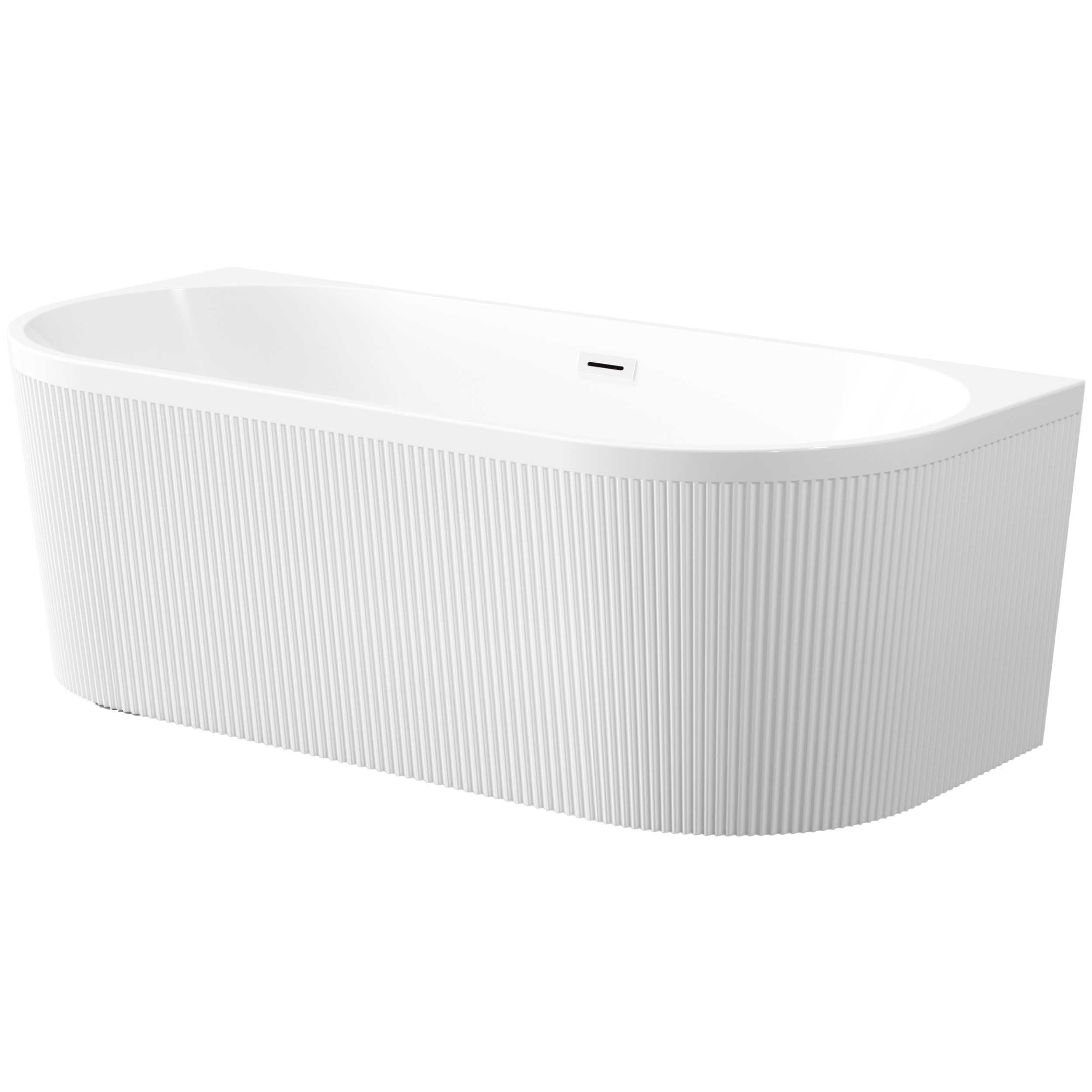 Invena Glamour Wandmontierte Badewanne 170x80 cm oval weiß AN-02-11U