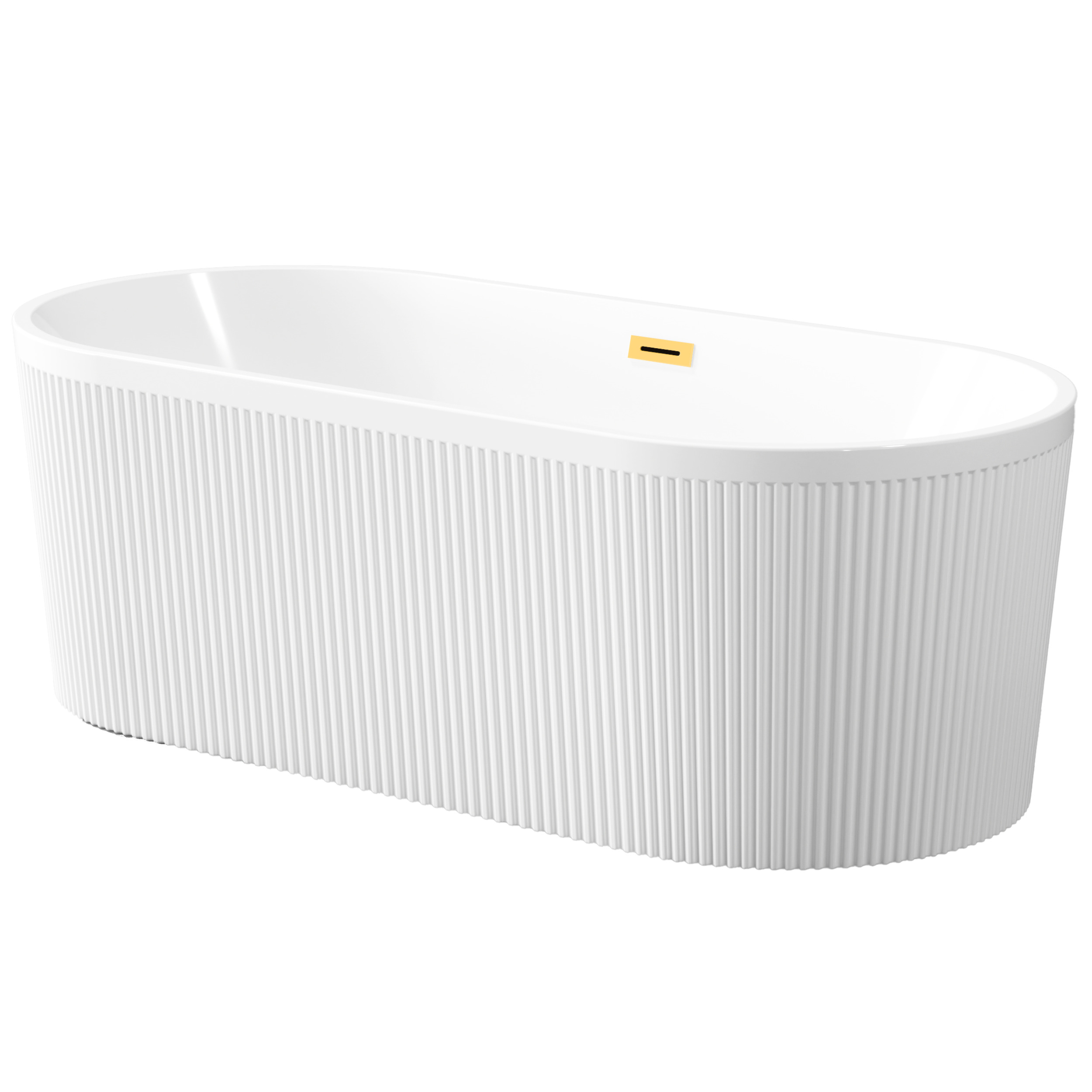 Invena Glamour Freistehende Badewanne 170x80 cm oval weiß AN-01-190