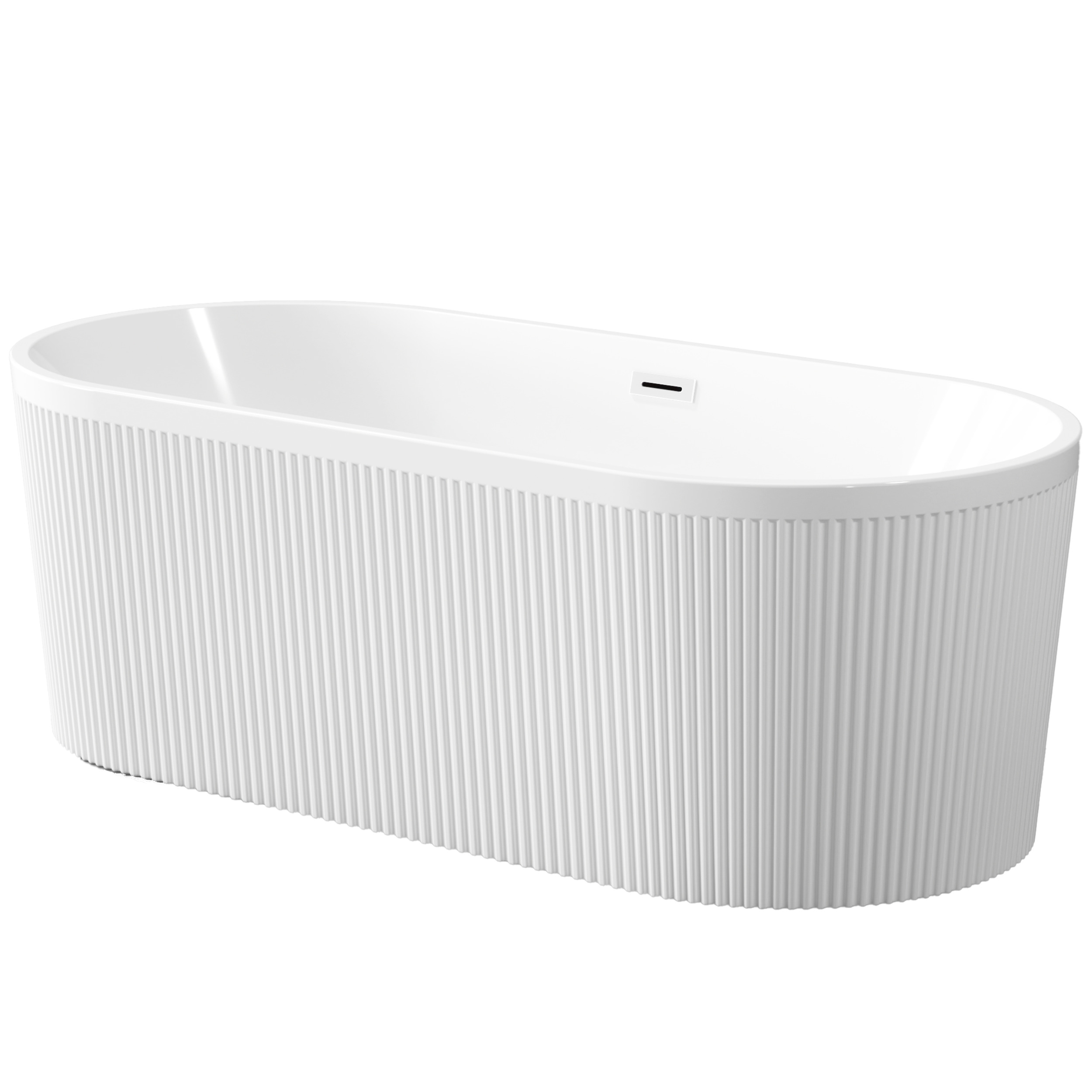 Invena Glamour Freistehende Badewanne 170x80 cm oval weiß AN-01-110