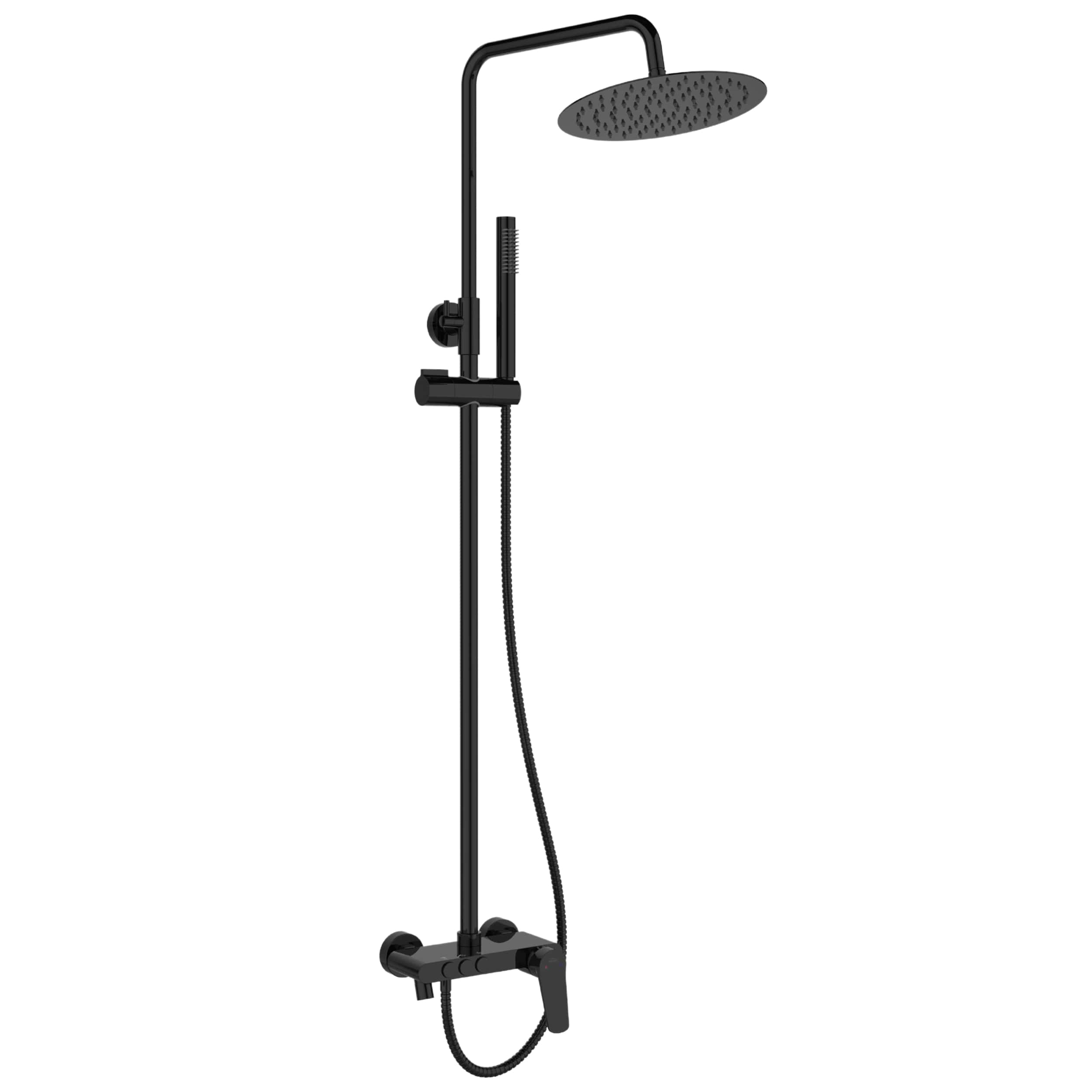 Invena Alonia Duschset Wandmontage mit Regenbrause schwarz AU-70-D04