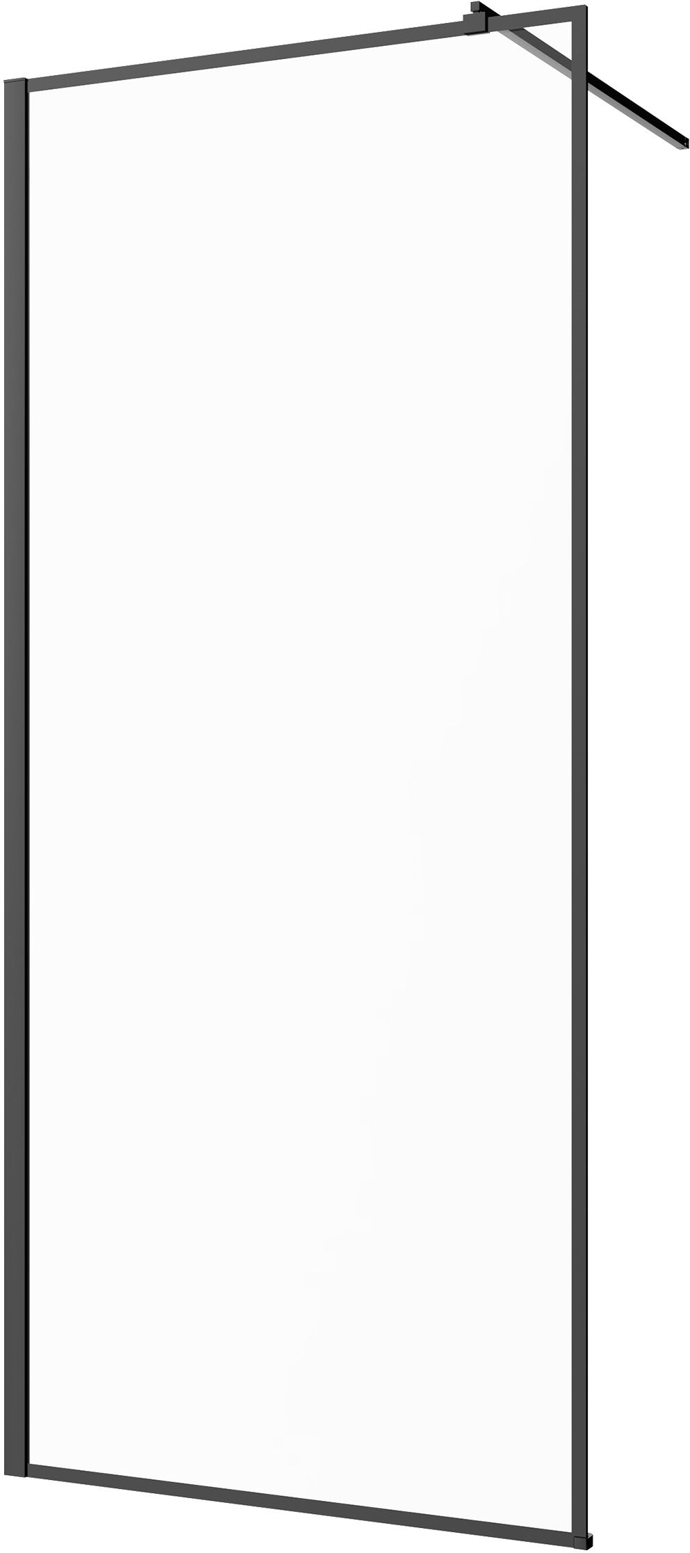 Invena Begehbare Duschwand 90 cm schwarz seidenmatt/durchsichtiges Glas AK-32-198