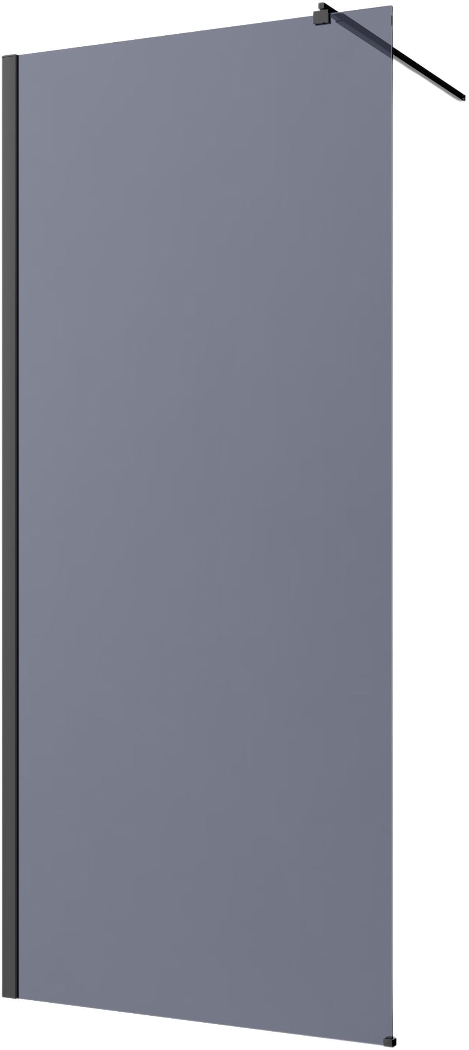 Invena Begehbare Duschwand 90 cm schwarz seidenmatt/Graphitglas AK-32-193