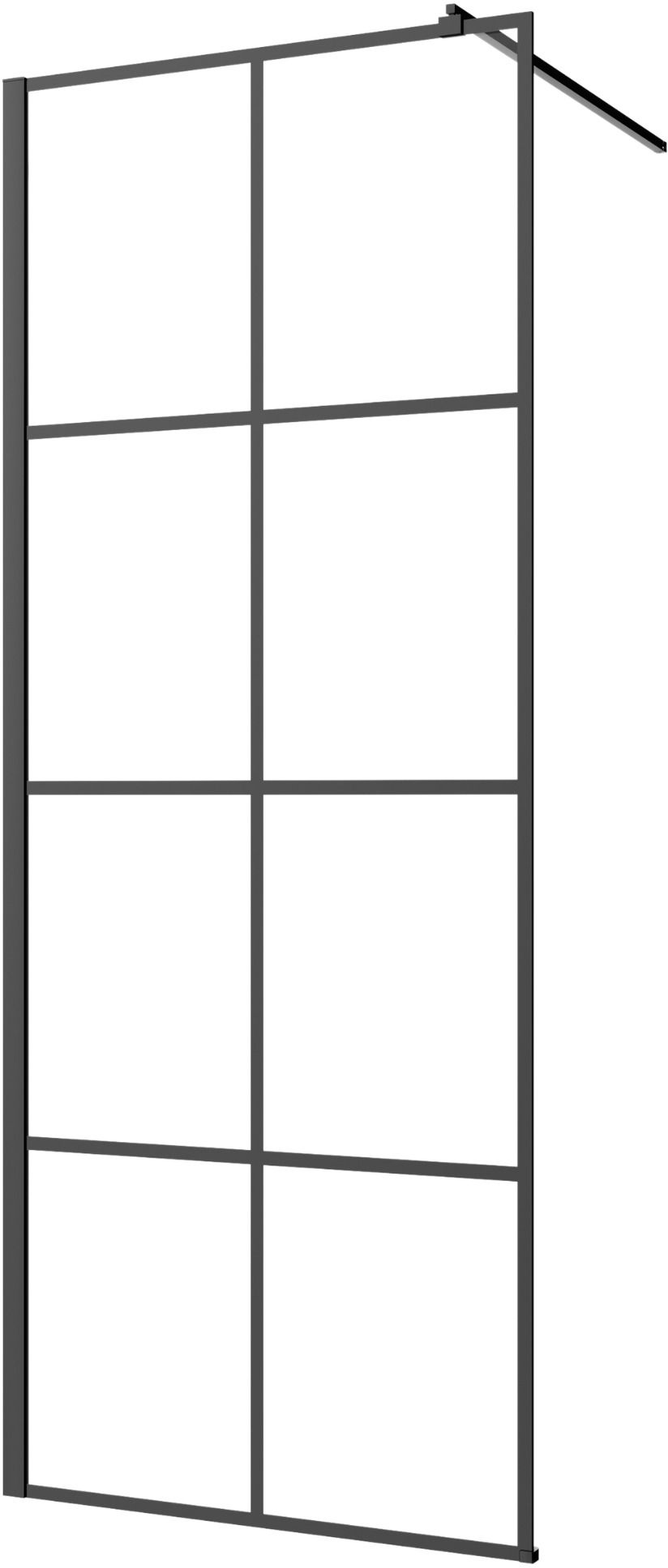 Invena Begehbare Duschwand 80 cm schwarz seidenmatt/durchsichtiges Glas AK-32-187