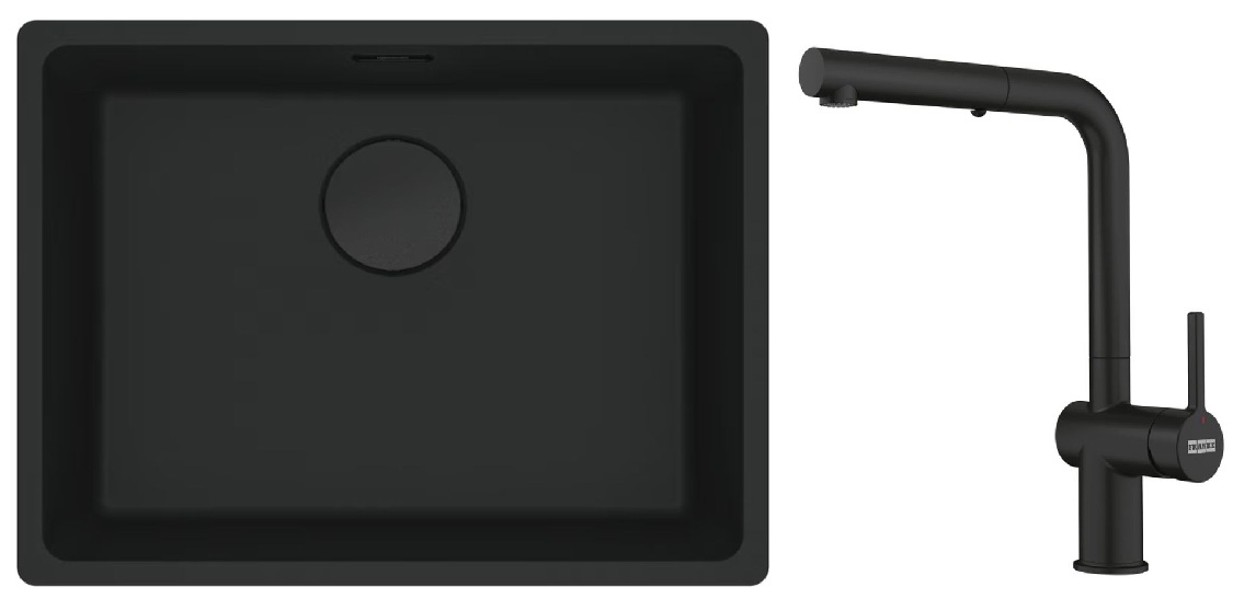 Set Küchenarmatur Franke Active 115.0653.382, Granitspüle Franke Maris 125.0697.759