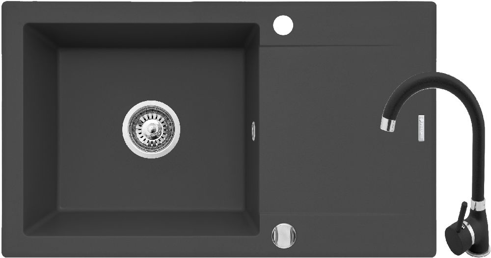 Pyramis Korfu Waschbecken mit Wasserhahn graphit/graphit 070061101BN