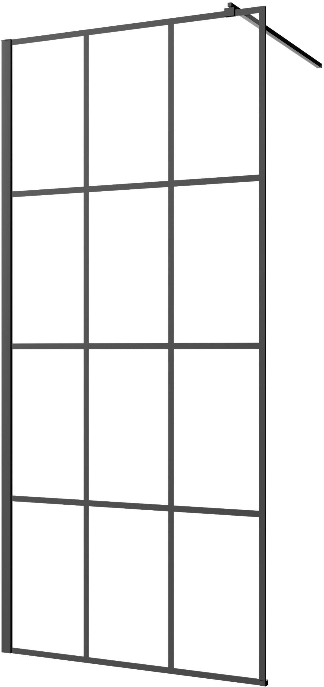 Invena Begehbare Duschwand 110 cm schwarz seidenmatt/durchsichtiges Glas AK-32-117