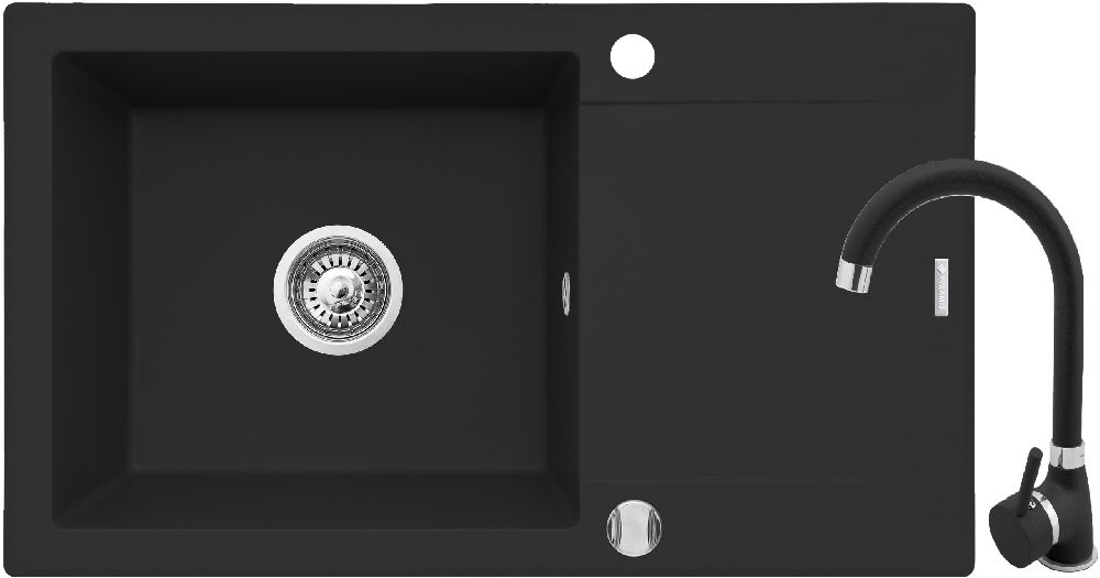Pyramis Korfu Waschbecken mit Wasserhahn schwarz/schwarz 070167301BN