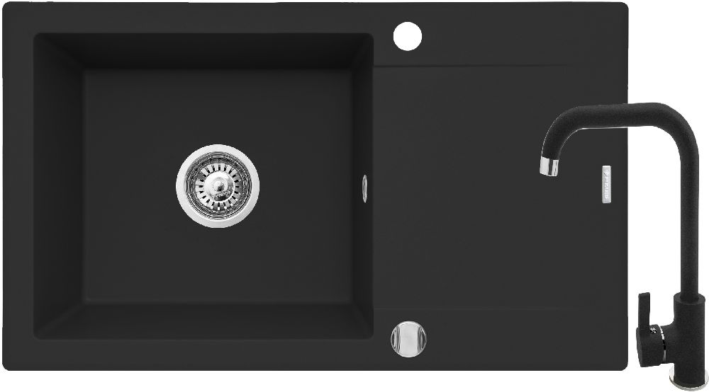 Pyramis Korfu Waschbecken mit Wasserhahn schwarz/schwarz 070167301SN