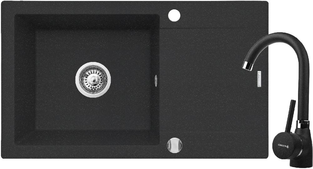 Pyramis Korfu Waschbecken mit Wasserhahn schwarz/schwarz 070060901BN