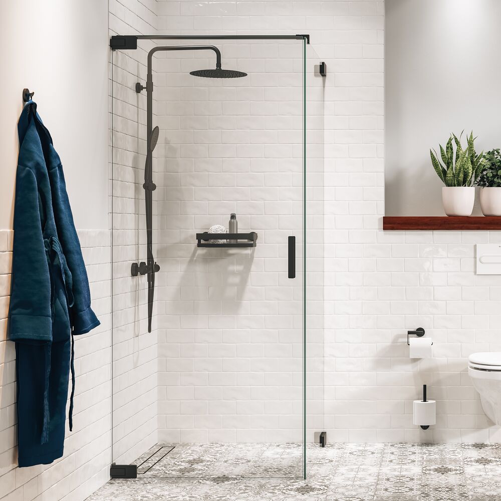 Sealskin Pure Duschtüren 90 cm aufklappbar schwarz Matte/durchsichtiges Glas PU160906195100