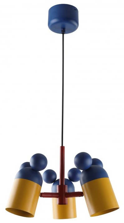 GTV Mouse Pendelleuchte 3x25 W gelb-marineblau OS-MOUS-27-DEC