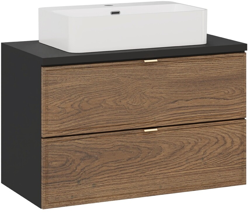 Set Kabinett Comad Talia Casella TALIA CASELLA 82-80-46-2S, Waschbecken Comad Trust 2 TRUST 2 WHITE ( E-6282 ), BLACK 89-80-46 L