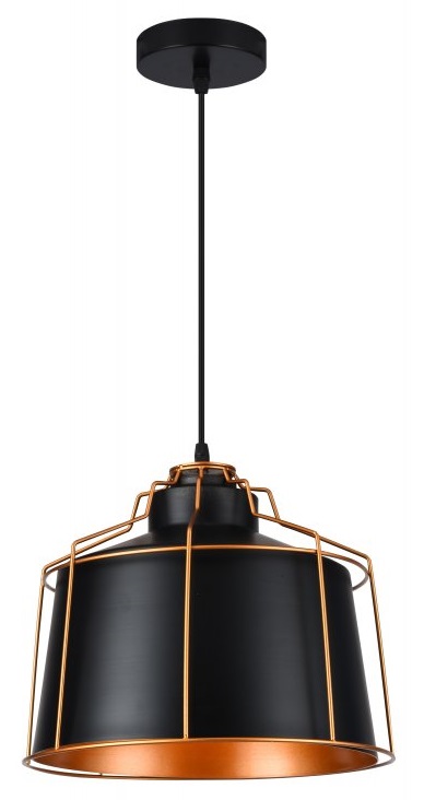 GTV Goa Pendelleuchte 1x40 W schwarz-gold OS-GOA-11-DEC