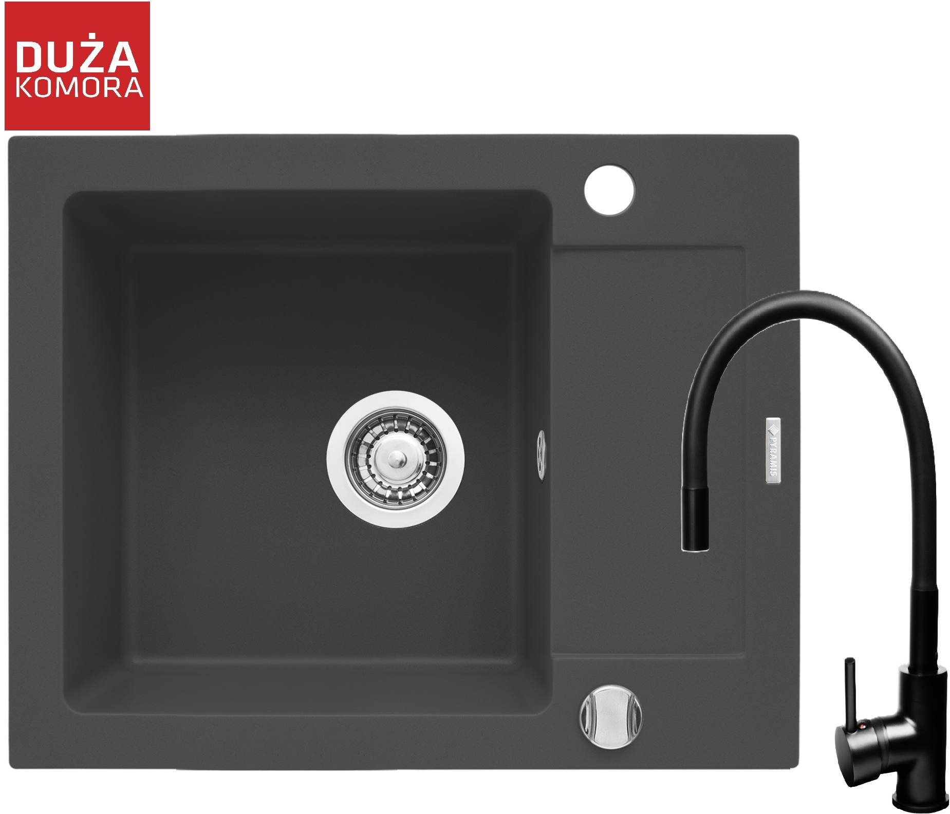 Pyramis Mido Waschbecken mit Wasserhahn kohle/schwarz 070088501FB