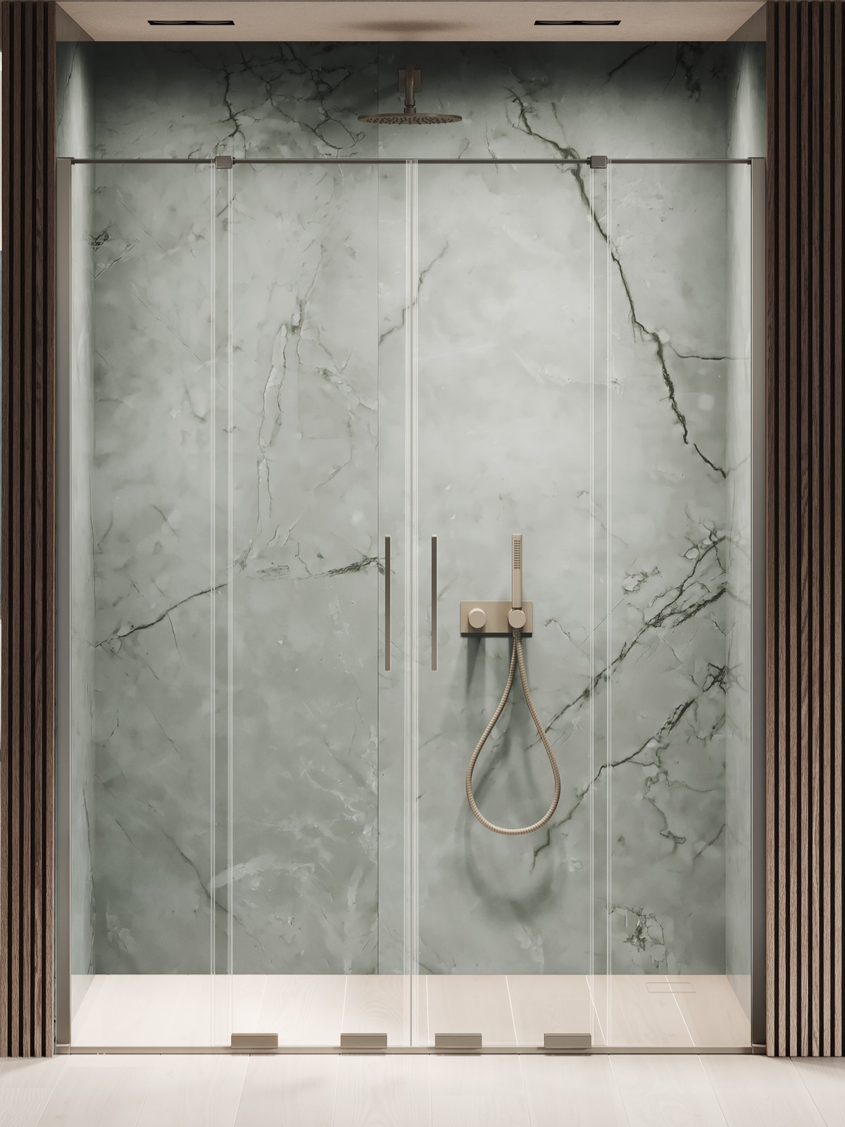 New Trendy Smart Duschtüren 160 cm Schiebe- gunmetal gebürstet/durchsichtiges Glas EXK-7836