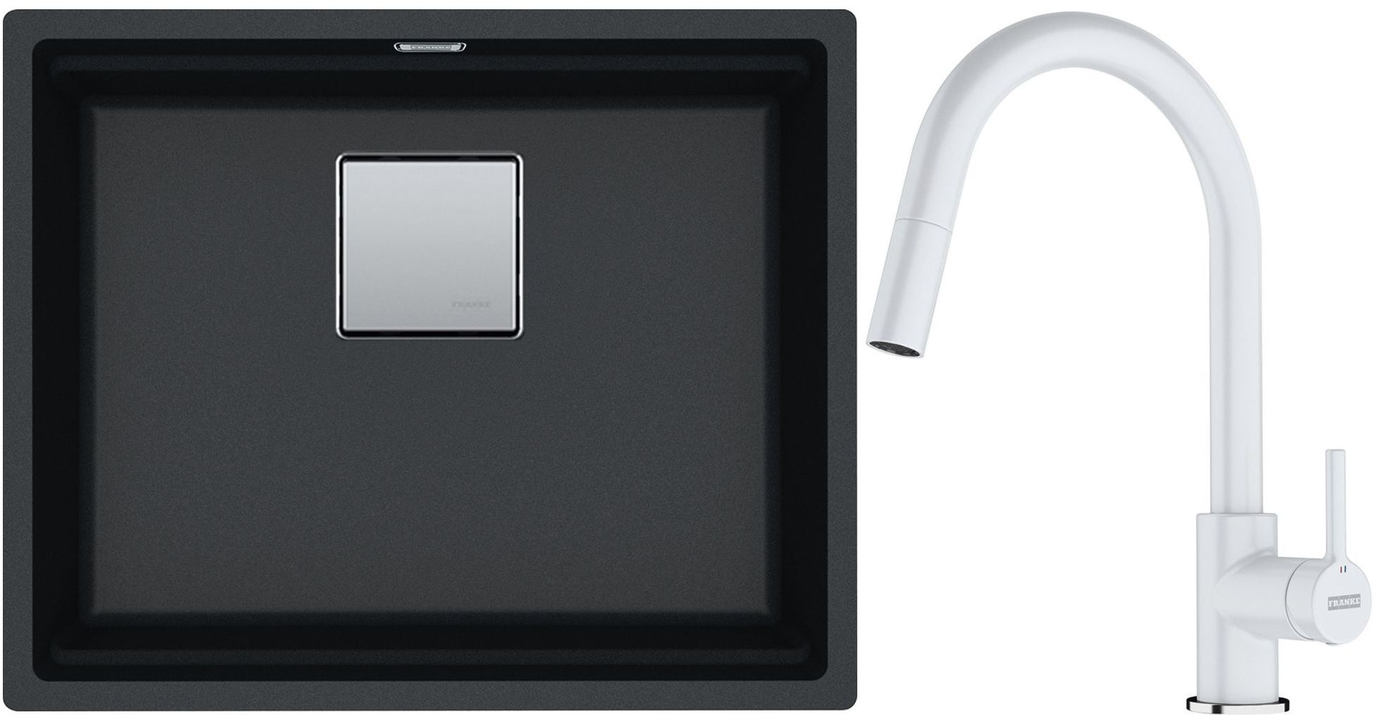 Set Granitspüle Franke Kanon 125.0528.612, Küchenarmatur Franke Lina 115.0626.081