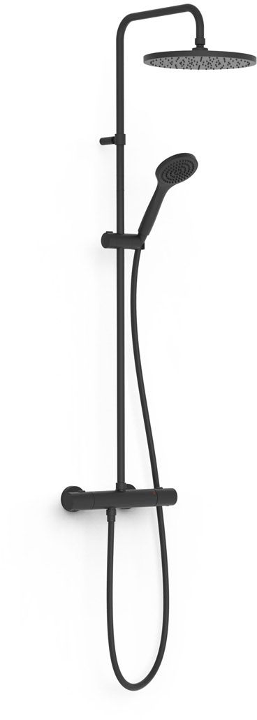 Tres Over-Wall Duschset Wandmontage mit Thermostat mit Regenbrause schwarz 19039301NM