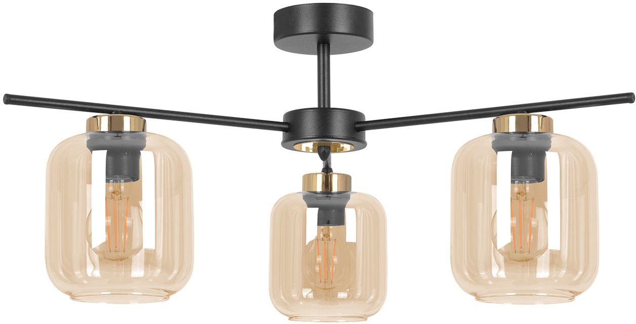 Kaja Iga Deckenlampe 3x15 W schwarz-gold-bernstein K-5511