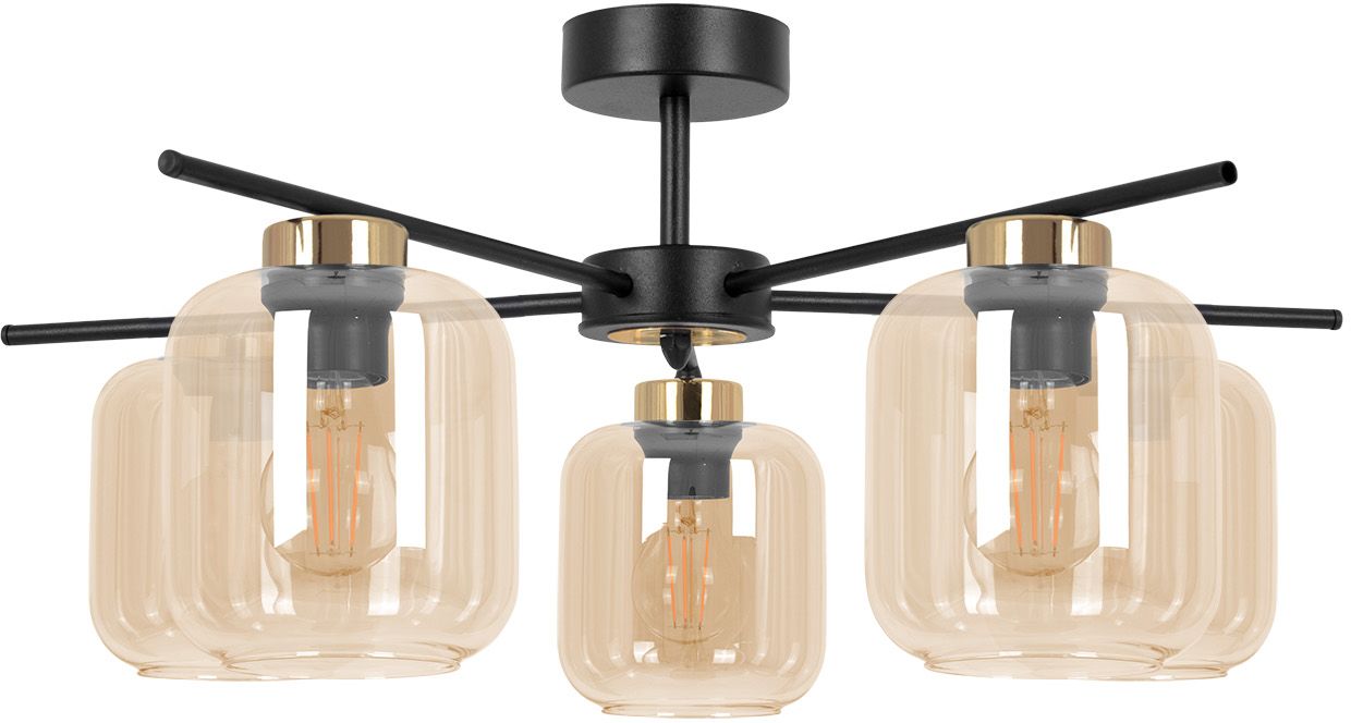 Kaja Iga Deckenlampe 5x15 W schwarz-gold-bernstein K-5512
