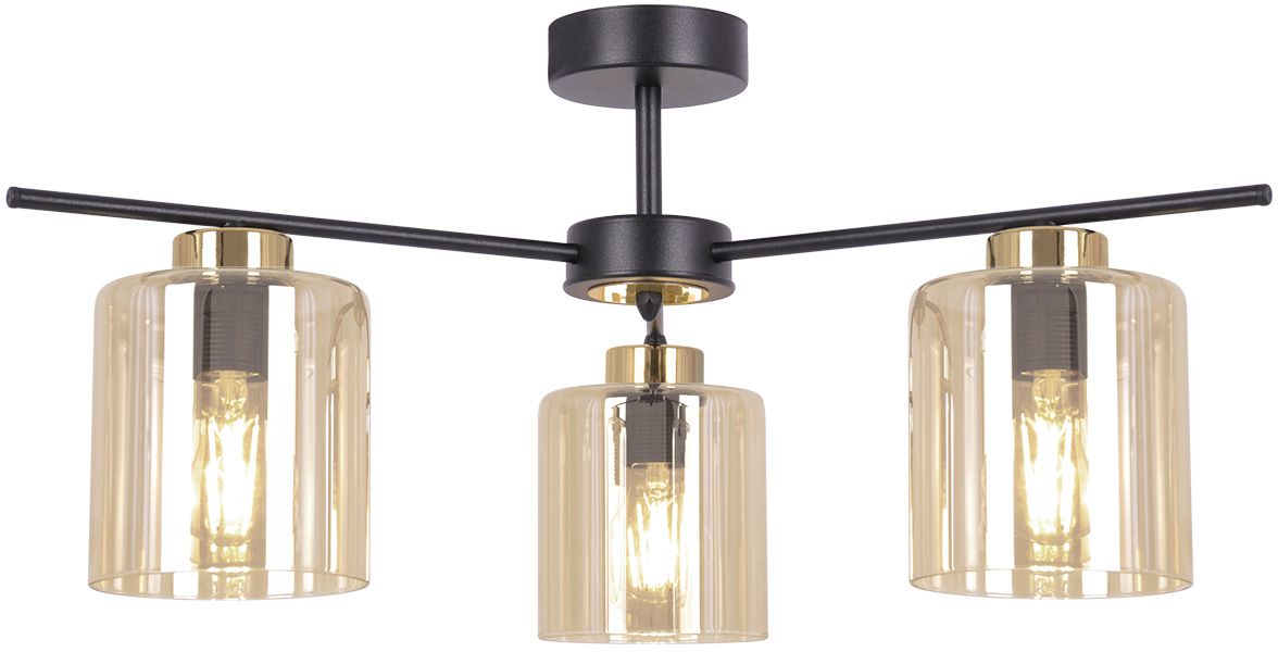 Kaja Aurelia Deckenlampe 3x15 W schwarz-gold-bernstein K-5521